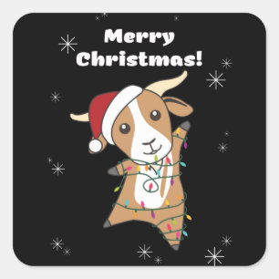 Sticker Carré Chèvre Noël Chèvres Animaux d'hiver