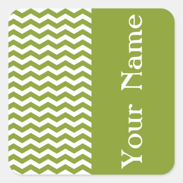 Sticker Carré Chevron d'Ipanema Green Wave avec nom (Devant)