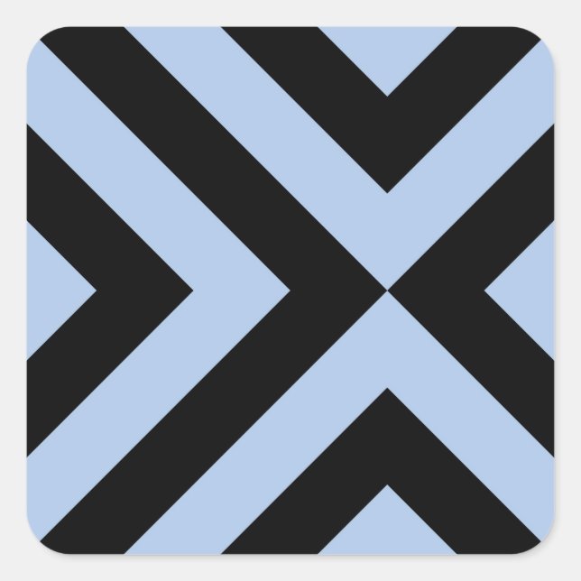Sticker Carré Chevrons bleu clair et noir (Devant)