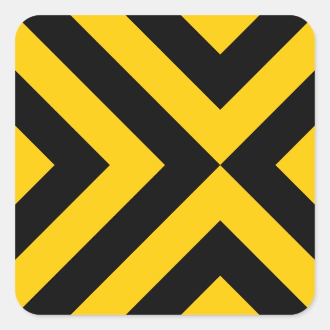 Sticker Carré Chevrons jaunes et noirs (Devant)