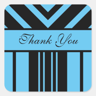 Sticker Carré Chevrons Merci Sky Blue et Black Stripes