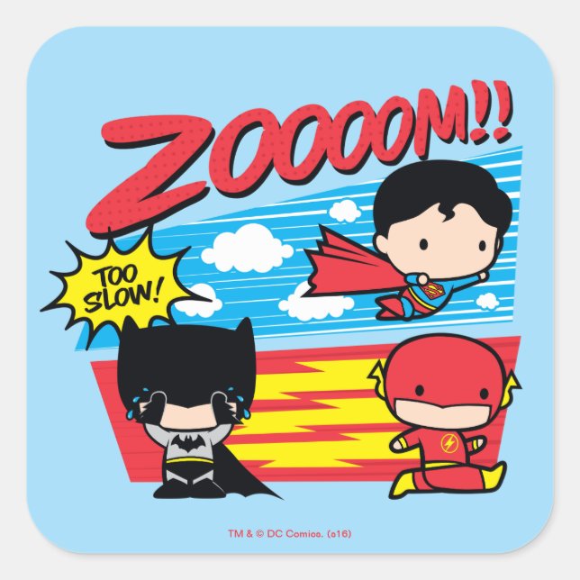 Sticker Carré Chibi Batman Trop Lent ! (Devant)