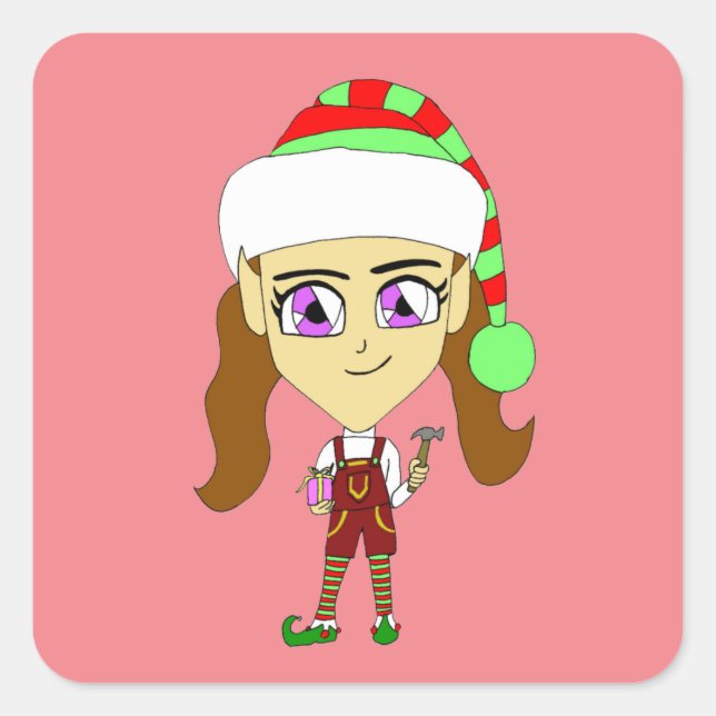 Sticker Carré chibi elf (Devant)