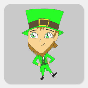 Sticker Carré chibi leprechaun