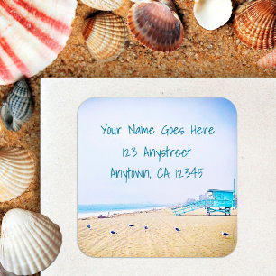 Sticker Carré Chic California plage seagull photo adresse de ret