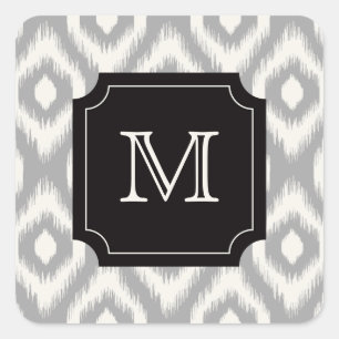 Sticker Carré Chic chic noir diamant ivoire Ikat Monogramme