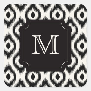 Sticker Carré Chic chic noir diamant ivoire Ikat Monogramme