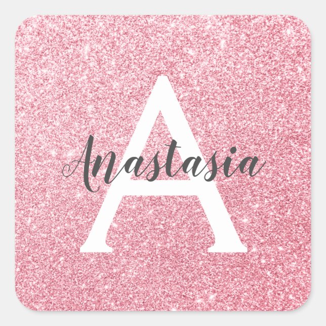 Sticker Carré Chic et tendance Rose Parties scintillant or étinc (Devant)