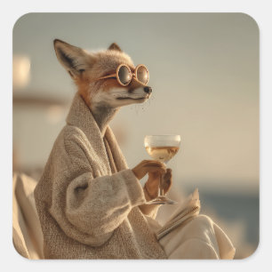 Sticker Carré Chic Fox Relaxant dans le style