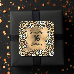 Sticker Carré Chic Motif léopard 16e anniversaire