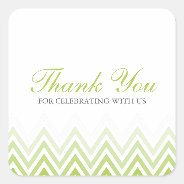 Sticker Carré Chic Neon Green Ombre Chevrons (Devant)