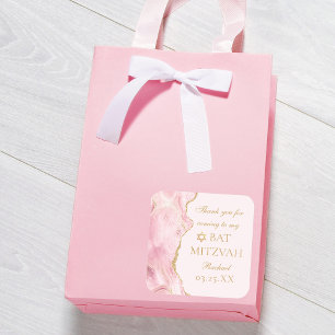 Sticker Carré Chic Rose Gold Agate Bat mitzvah Party Personnalis