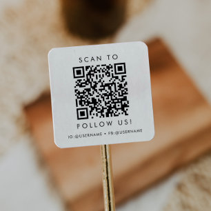 Sticker Carré Chic Typographie Affaires Médias sociaux QR Code