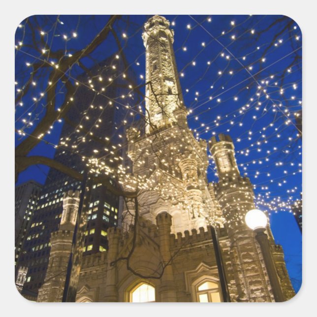 Sticker Carré Chicago à Christmastime (Devant)