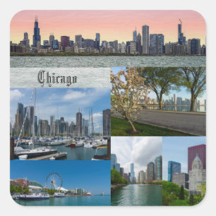 Sticker Carré Chicago Collage
