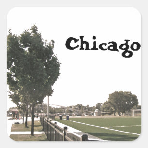 Sticker Carré Chicago Park à Sepia Tones