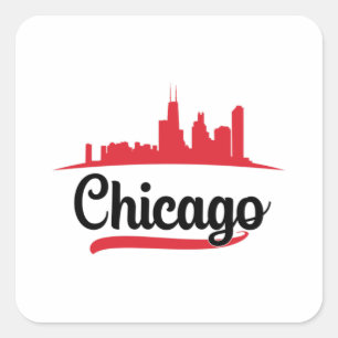 Sticker Carré Chicago USA City Skyline Skyline drôle Cadeau