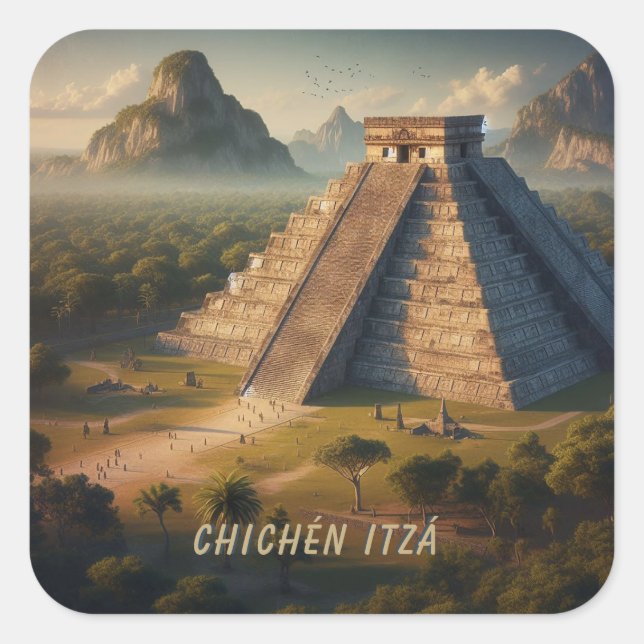 Sticker Carré Chichén Itzá Yucatá Mexique Paysage Voyage (Devant)