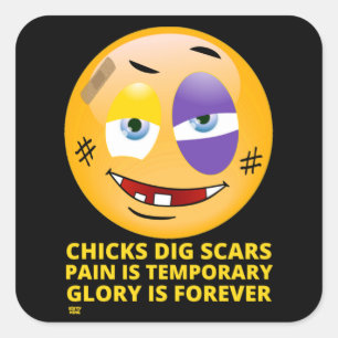 Sticker Carré "CHICICS DIG SCARS" drôle émoticônes