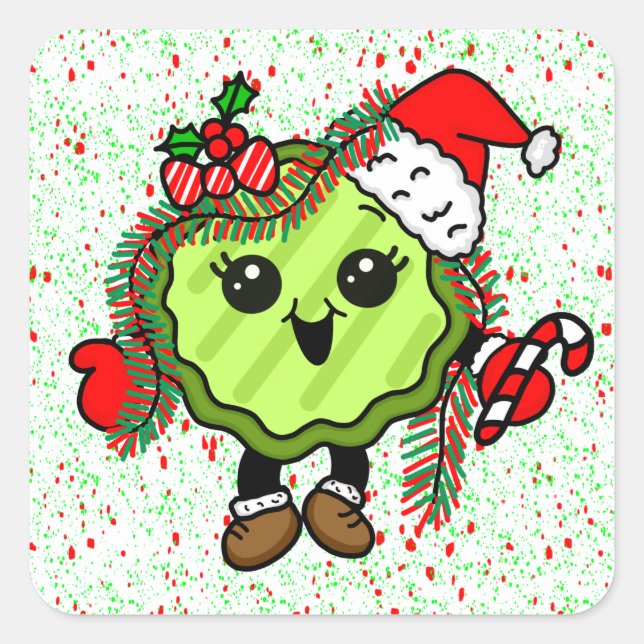 Sticker Carré Chicket de Noël | Collettes de vacances amusantes (Devant)