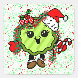 Sticker Carré Chicket de Noël   Collettes de vacances amusantes