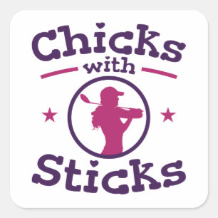 Sticker Carré Chicks avec bâtons Golf Golfing Femmes