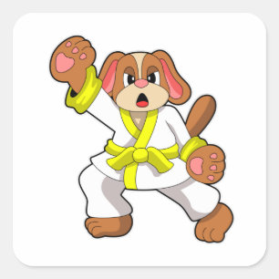 Sticker Carré Chien à Karate Arts martiaux