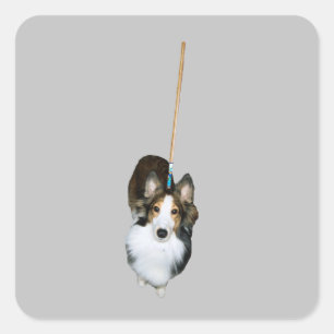 Sticker Carré Chien à la broche