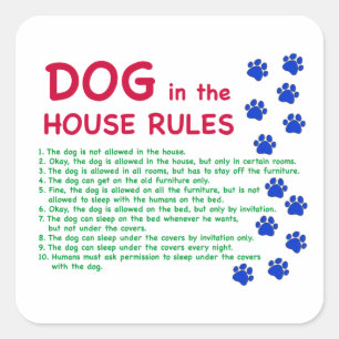 Sticker Carré Chien à la maison - règles à suivre