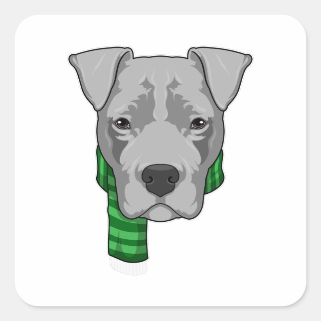 Sticker Carré Chien avec Écharpe (Devant)