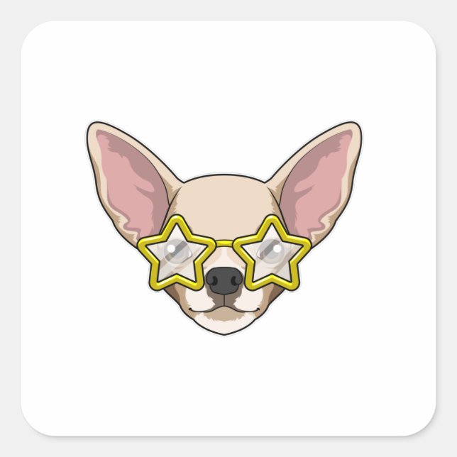 Sticker Carré Chien avec lunettes de soleil (Devant)