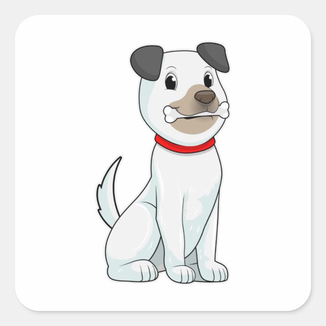Sticker Carré Chien avec os (Devant)