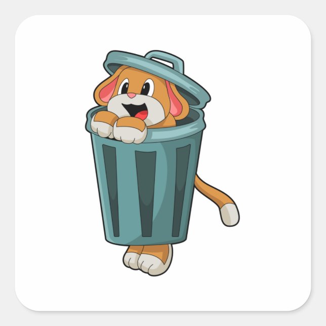 Sticker Carré Chien avec Trashcan (Devant)