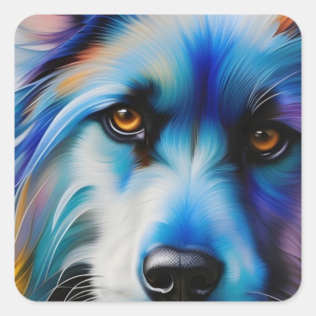 STICKER CARRÉ CHIEN BLUE TERRIER FERMER (Devant)