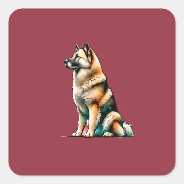 Sticker Carré Chien Chinook (Devant)