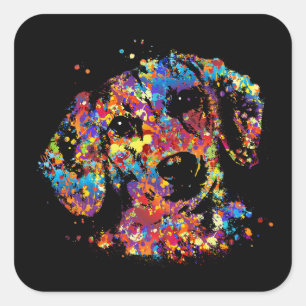 Sticker Carré Chien coloré de teckel - Doxie