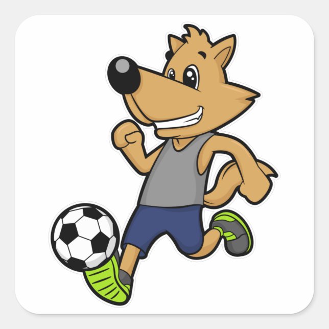 Sticker Carré Chien comme joueur de football à Soccer (Devant)