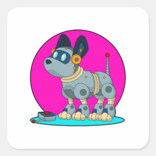 Sticker Carré Chien comme robot