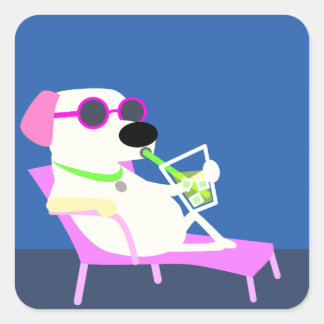 Sticker Carré Chien cool dans les lunettes de soleil