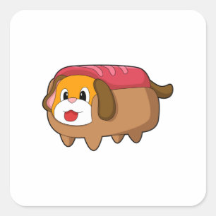Sticker Carré Chien dans Hotdog