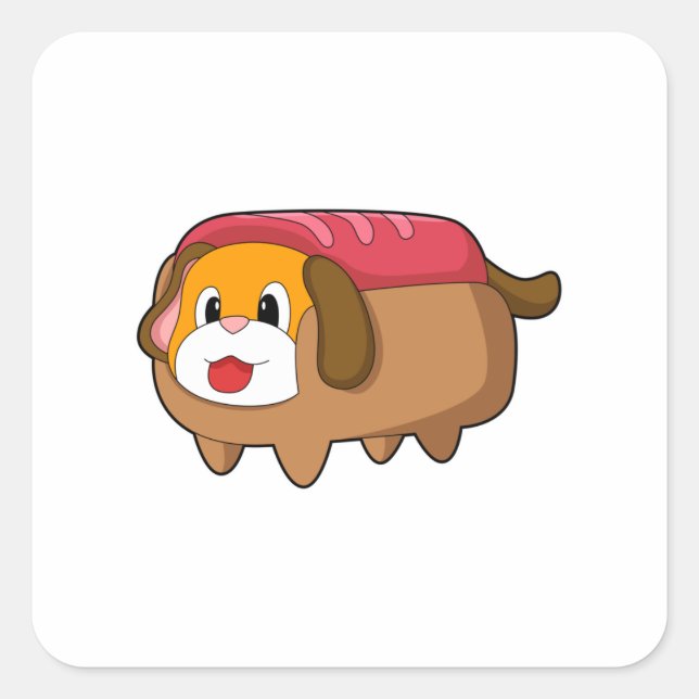 Sticker Carré Chien dans Hotdog (Devant)