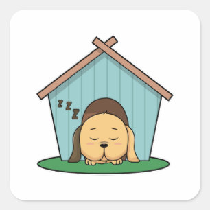 Sticker Carré Chien dans la maison de Chien