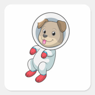 Sticker Carré Chien dans l'espace en costume