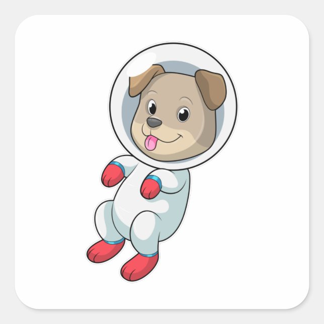 Sticker Carré Chien dans l'espace en costume (Devant)