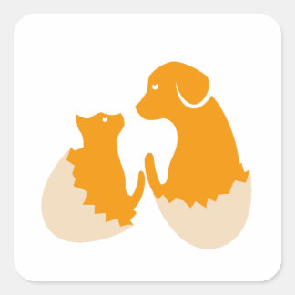 Sticker Carré chien dans l'oeuf