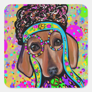 STICKER CARRÉ CHIEN DE CHIEN ROUGE