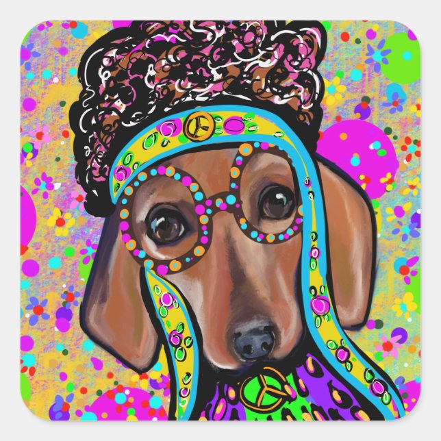 STICKER CARRÉ CHIEN DE CHIEN ROUGE (Devant)