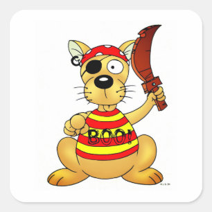 Sticker Carré Chien de pirate drôle avec épée jouet