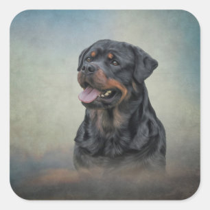Sticker Carré Chien de Rottweeter