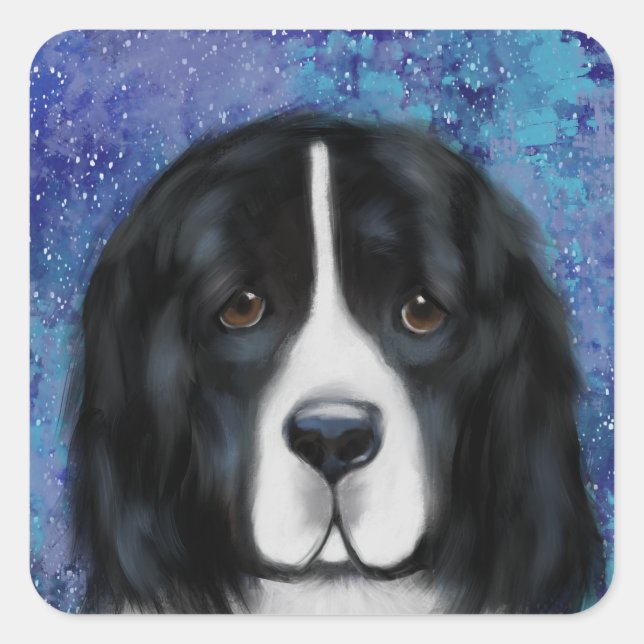 Sticker Carré Chien de Terre-Neuve (Devant)